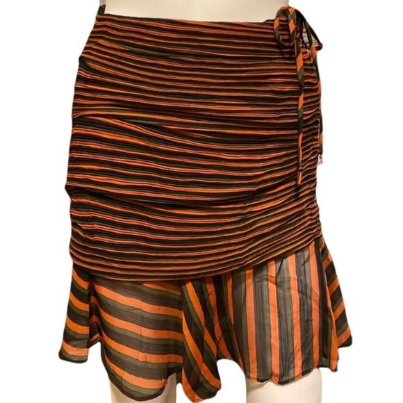 Oliviaceous Ruched Striped Skirt - Picture 1 of 7